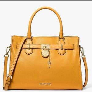 Michael Kors HamiltonMedium Leather
Satchel Golden Rod business designer bag New